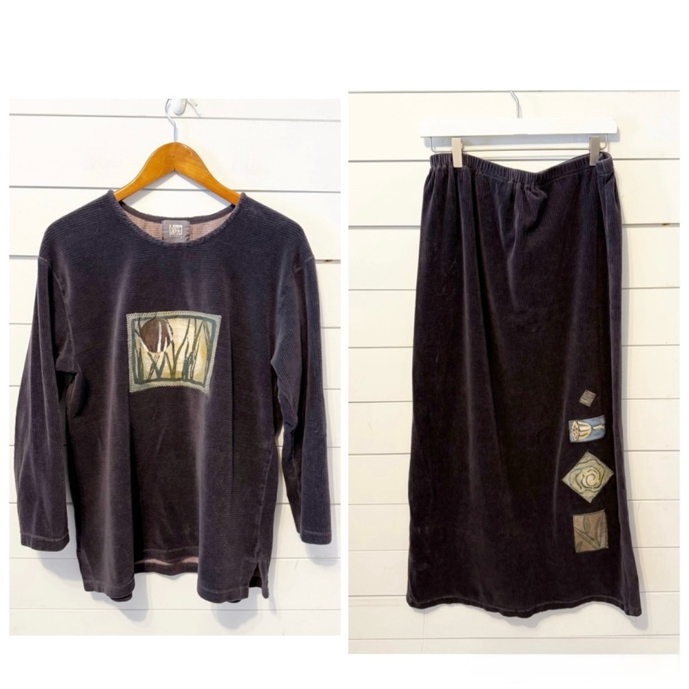 Blue Fish Clothing Vintage 90s Womens Corduroy Hand Painted Top/Shirt Size 20-22